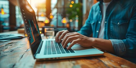 Poster - Focused Entrepreneur Analyzing Online Business Sales Data on Laptop