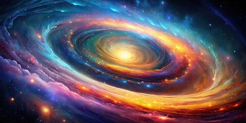 Wall Mural - abstract vibrant spiral galaxy with swirling colors and cosmic energy , space, background, wallpaper
