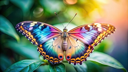 Sticker - Close-up of a butterfly's delicate and colorful wings, butterfly, delicate, colorful, close-up, details, insect, flight, beauty