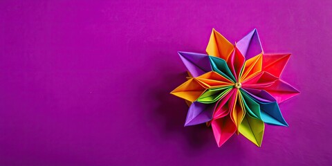 Canvas Print - Colorful origami flower abstract, origami, paper art, floral, vibrant, colorful, abstract, geometric, craft