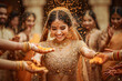 © AJay - A young joyful bride wearing traditional Indian bridal costumes and jewellery on her wedding