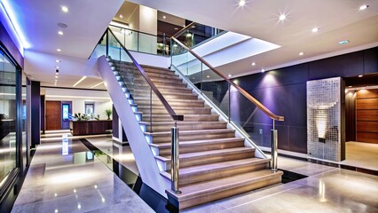 Canvas Print - Staircase in a modern hotel with elegant design , hotel, staircase, interior, architecture, luxury, elegant