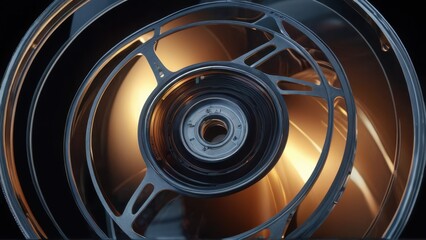 Abstract Closeup of a Circular Metal Object.