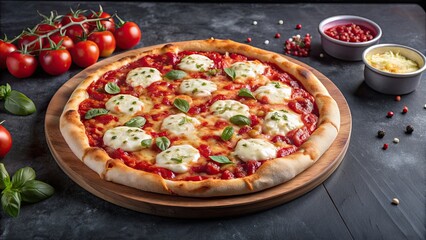 Poster - Delicious pizza with plenty of gooey cheese and tomato sauce, pizza, cheese, tomato sauce, Italian cuisine