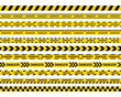 © Iryna - Danger police road sign. Set of warning bands for work zones. Do not cross ribbons. Caution barrier tapes for danger places. Seamless striped boundary lines under construction. Vector illustration.