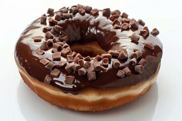 Sticker - Delicious chocolate donut covered with chocolate chips, tempting you with its sweet and irresistible allure