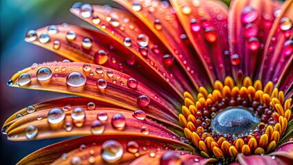 Wall Mural - Macro close up of water droplets on a vibrant and beautiful flower, macro, close up, water droplets, flower, nature, vibrant