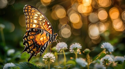 Wall Mural - butterfly on a flower