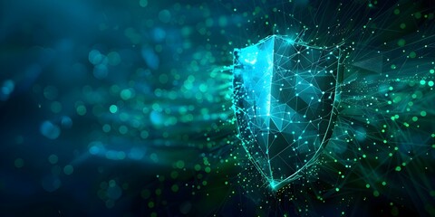 Poster - holographic shield of cloud computing cybersecurity and digital protection