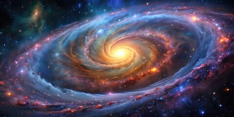 Wall Mural - dynamic galactic swirls showcasing colorful star fields captured through mesmerizing astrophotograph