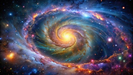 Wall Mural - dynamic galactic swirls and colorful star fields in mesmerizing astrophotography, galaxy, swirls, st