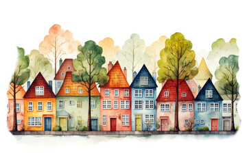 Poster - PNG watercolor illustration of a community, isolated on a white paper background, isolated