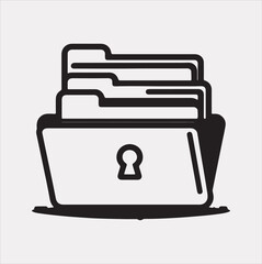 Poster - Folder line icon silhouette vector on white background