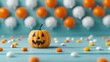 © LittleDreamStocks - Haloween Paranormal Candy Spooky, focus cover all objects, deep dept of field, Allocate a large blank space for text overlay