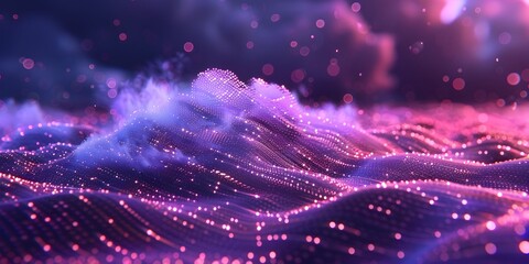 Poster - Mesmerizing Holographic Cloud Control Panel in Shimmering Purple and Blue Tones