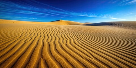 Wall Mural - Sand dunes scene with ripples of sand and clear blue sky, sand dunes, desert, landscape, nature, arid, sandy, remote, dry