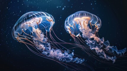 A pair of graceful jellyfish drifted lazily with the current