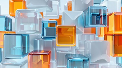 Wall Mural - Abstract Colorful Glass Cubes Design