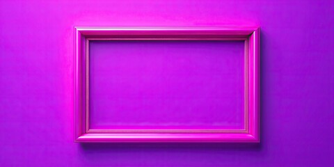 Poster - Fluorescent modern glowing pink frame on purple background, Fluorescent, modern, glowing, pink, frame, purple, background