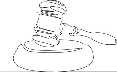 one continuous single drawing line art flat doodle judge, gavel, legal, justice, criminal, law, hamm