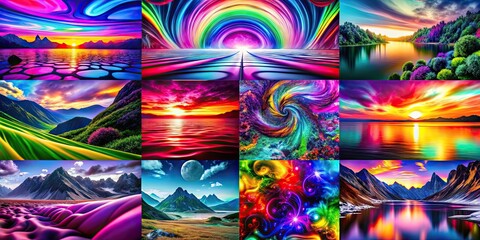 Poster - Colorful and vibrant wallpapers featuring a variety of chromatic dreamscapes, rainbow, colorful, vivid, vibrant