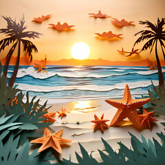 Wall Mural - summer background with palm trees