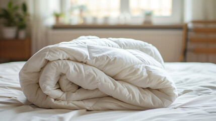 Sticker - White duvet on a bed folded 