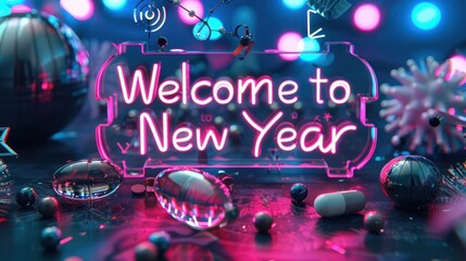 Poster - Welcome to the New Year Neon Sign