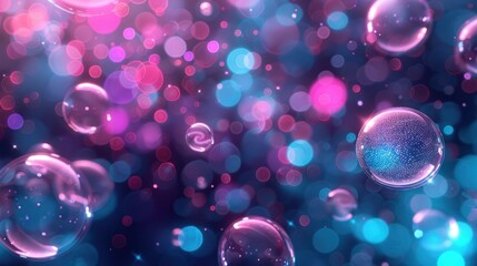 Poster - Abstract Bubbles with Neon Lights