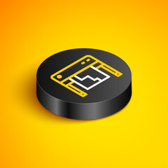 Poster - isometric line plotter icon isolated on yellow background. large format multifunction printer. polyg
