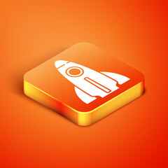 Sticker - Isometric Business startup project concept icon isolated on orange background. Symbol of new business, entrepreneurship, innovation and technology. Vector