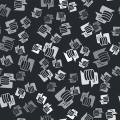 Poster - grey server, data, web hosting icon isolated seamless pattern on black background. vector