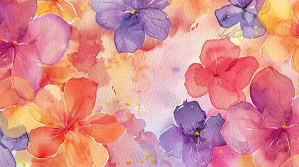 Wall Mural - A watercolor painting of a flower garden with a variety of colors