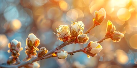 Wall Mural - Blooming New Buds on Spring Morning Embracing the Energy of Fresh Beginnings