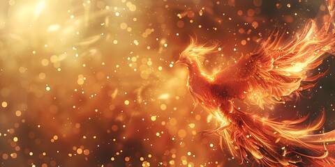 Poster - Phoenix Rising From Ashes Embracing Energy of New Beginning Concept