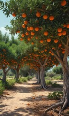 Wall Mural - Orange Grove Path.