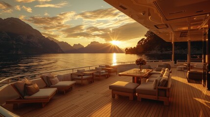 Wall Mural - Sunset Luxury Yacht Deck