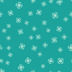 Poster - Green Computer processor with microcircuits CPU icon isolated seamless pattern on green background. Chip or cpu with circuit board. Micro processor. Vector