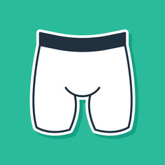 Sticker - Blue Cycling shorts icon isolated on green background. Vector