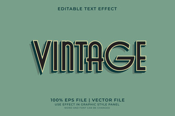 Poster - 3D Vintage Text effect editable vector. Retro text effect