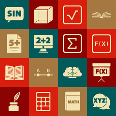 Poster - set xyz coordinate system, chalkboard, function mathematical symbol, square root, equation solution,