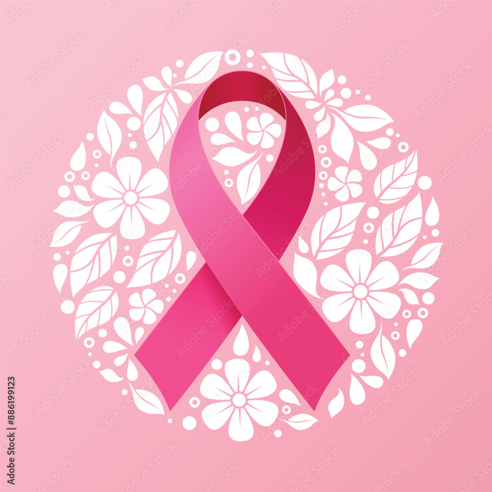 Image vectorielle Stock Pink ribbon for Breast cancer awareness month ...