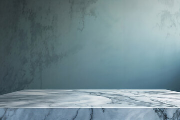 Wall Mural - Empty marble table top for product displaying with blurry green wall background