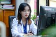 © Shooting Star Std - Professional Photography of a young Asian doctor conducting a telemedicine consultation, Generative AI