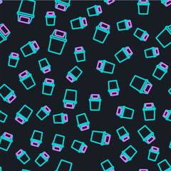 Poster - Line Trash can icon isolated seamless pattern on black background. Garbage bin sign. Recycle basket icon. Office trash icon. Vector