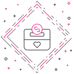 Poster - Line Donation and charity icon isolated on white background. Donate money and charity concept. Colorful outline concept. Vector