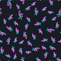 Poster - Line Office chair icon isolated seamless pattern on black background. Vector