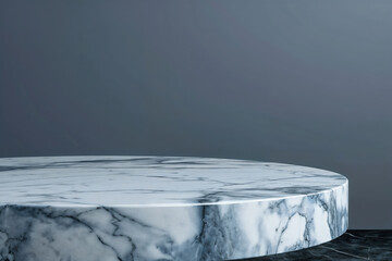 Aufkleber - Empty round marble podium displaying product on gray background with copy space