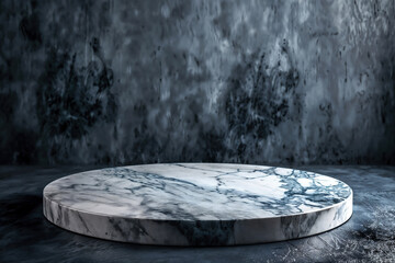 Aufkleber - Empty round marble podium standing on dark background with copy space