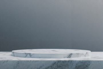 Aufkleber - Empty round marble podium on gray background for product placement